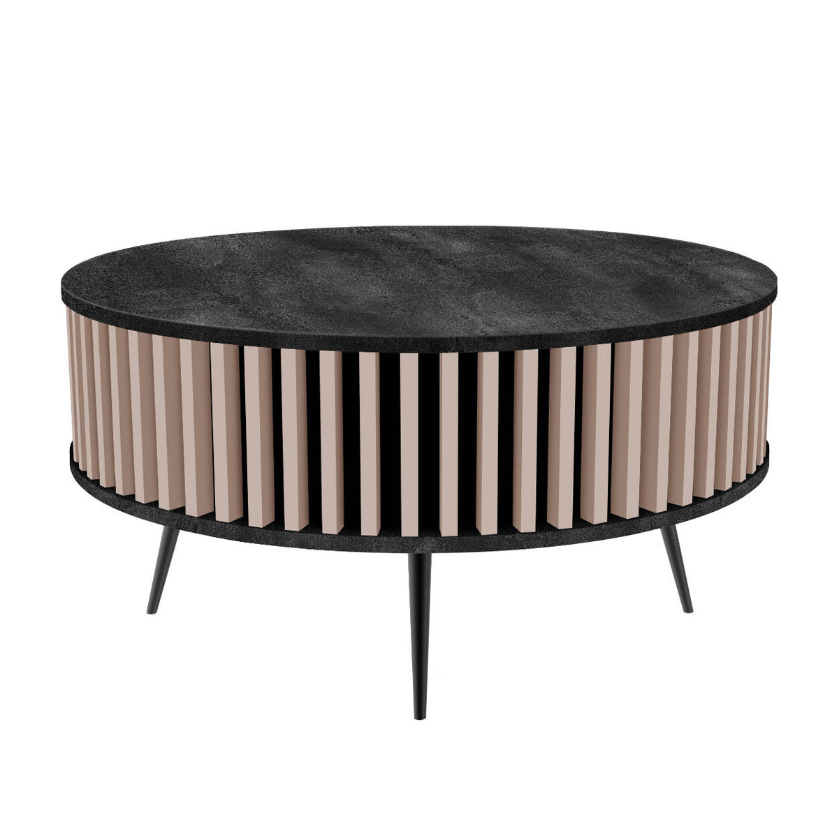 Stolik Kawowy Borneo - blat: Czarny Łupek - kolor lameli: Kaszmir