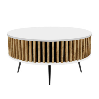 Stolik Kawowy Borneo - blat: BIAŁY - kolor lameli: Dąb Naturalny Lancelot