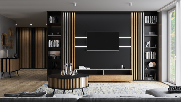 Lamele na płycie - karnisz z oświetleniem LED - 48,4 cm - Dąb Naturalny Lancelot