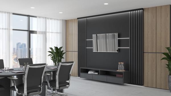 Antracyt - Lamele Premium 3D - Panele ozdobne ścienne akustyczne pionowe