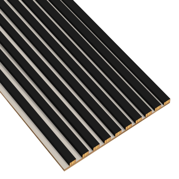 Lamele na kaszmirowej płycie - 12x28 mm - 10 sztuk - moduł łączący - 46 cm - Czarny
