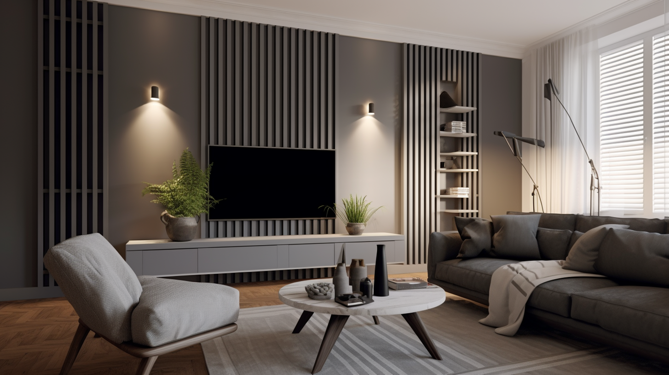 Szary - Lamele Premium 3D - Panele ozdobne ścienne akustyczne pionowe