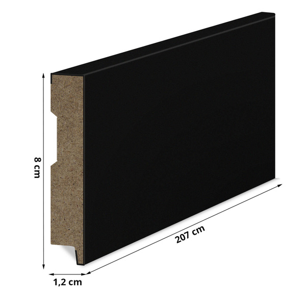 Listwa Przypodłogowa MDF Gładka - CZARNA - grubość: 12 mm