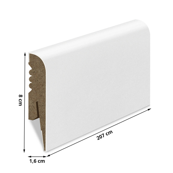 Listwa Przypodłogowa MDF Gładka - BIAŁA - profil R8