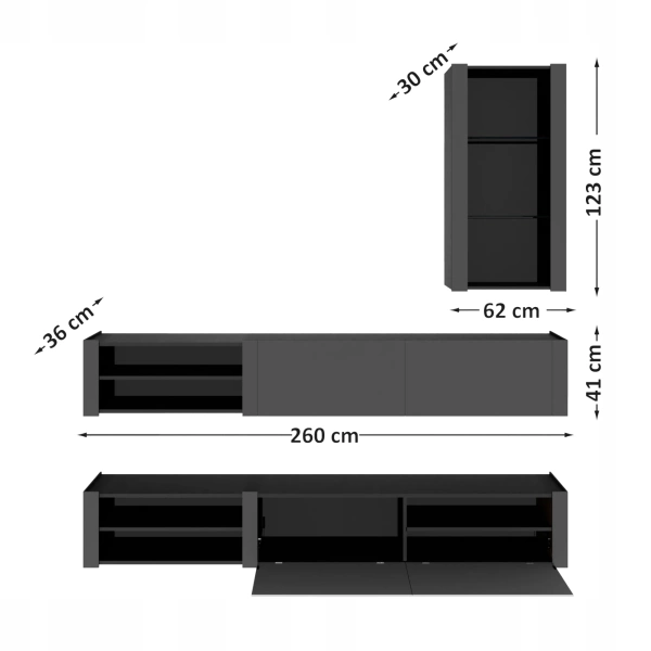 Ścianka RTV z WPC - MEDIOLAN