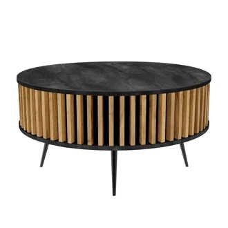 Stolik Kawowy Borneo - blat: Czarny Łupek - kolor lameli: Dąb Craft Złoty