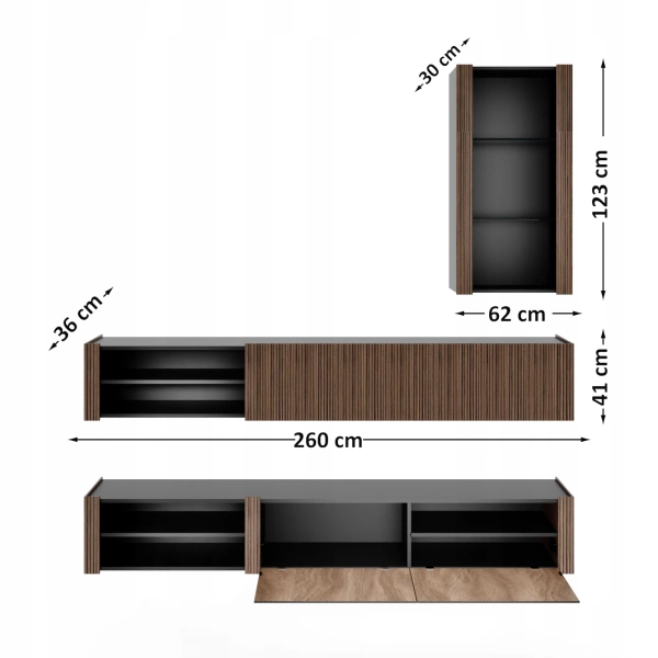 Ścianka RTV z WPC - MEDIOLAN