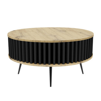 Stolik Kawowy Borneo - blat: DĄB ARTISAN - kolor lameli: Czarny