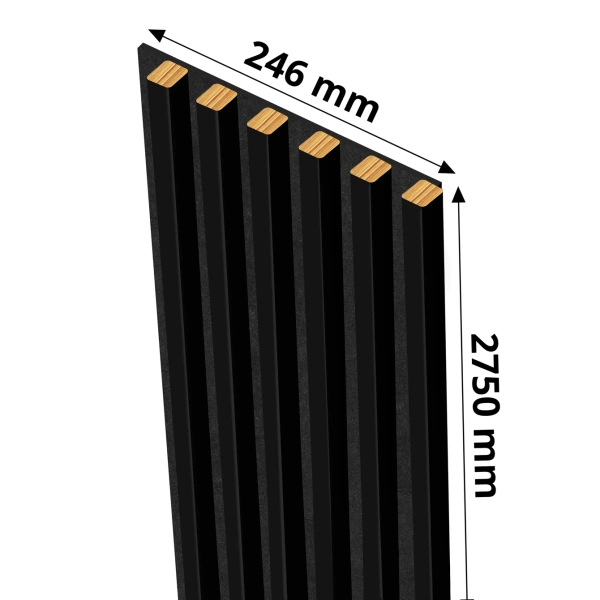 Lamele na filcu - 20x20 mm - 6 sztuk - 24,6 cm - Czarny