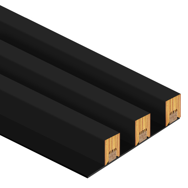 Lamele na płycie - 3 sztuki - moduł łączący - 17 cm - Czarny