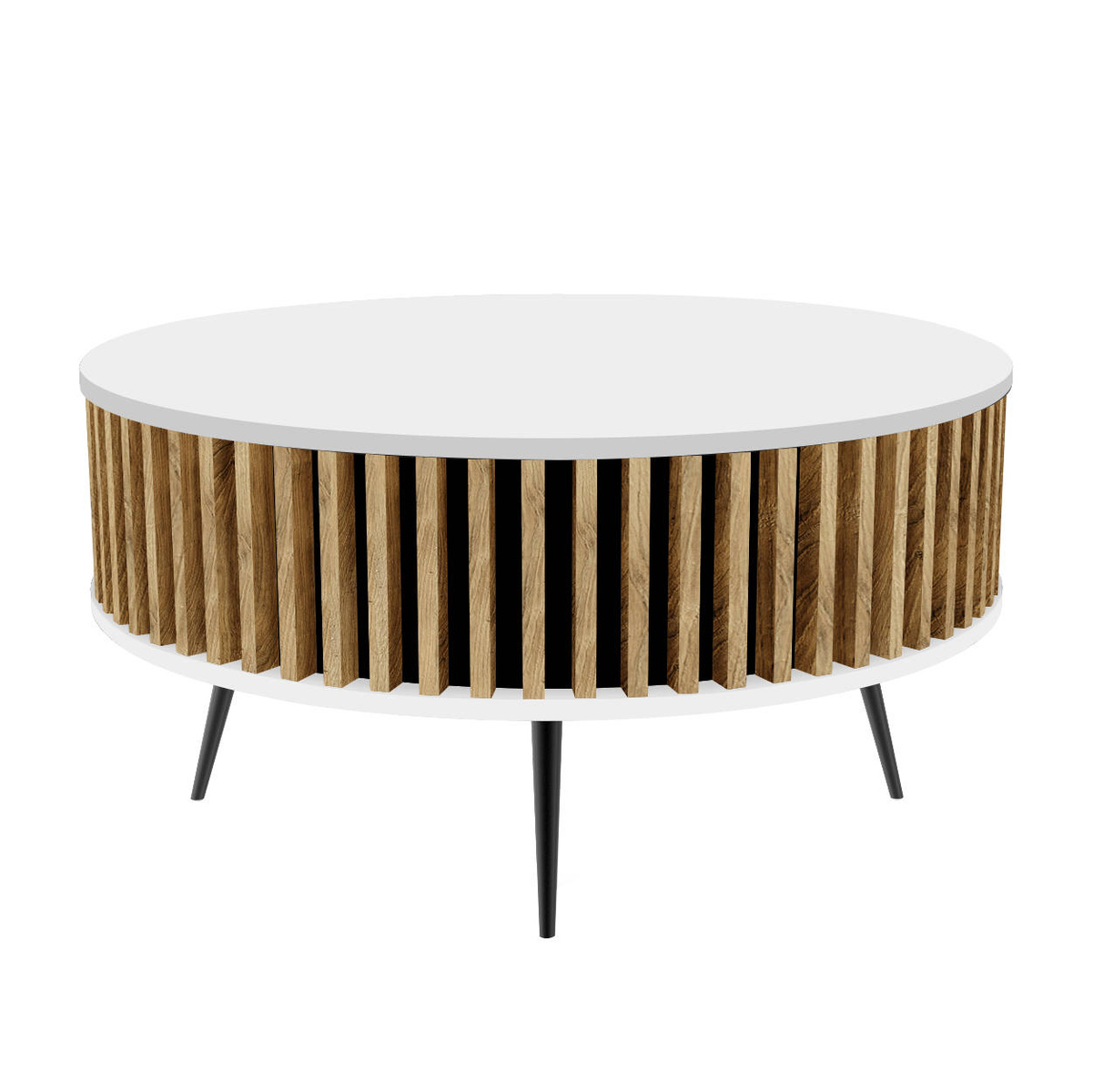 Stolik Kawowy Borneo - blat: BIAŁY - kolor lameli: Dąb Naturalny Lancelot