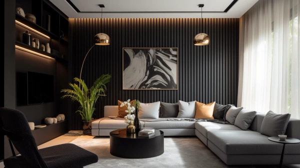 Lamele na filcu - 20x20 mm - 6 sztuk - 24,6 cm - Czarny