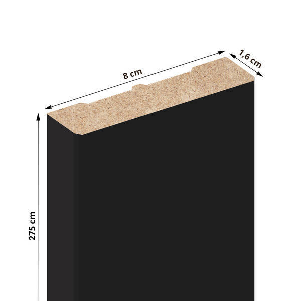 Czarny - Lamele Premium 3D - Deski Lamelowe - 80x16 mm - Panele trójwymiarowe ozdobne ścienne akustyczne pionowe