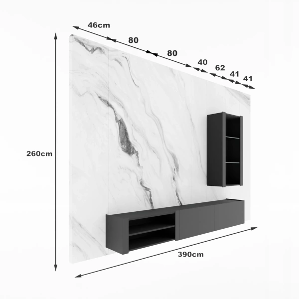 Ścianka RTV z WPC - MEDIOLAN