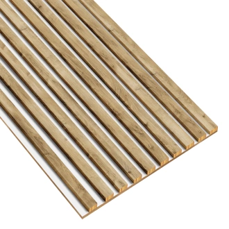 Lamele na białej płycie - 12x28 mm - 10 sztuk - moduł: 51,5 cm - Dąb Naturalny Lancelot