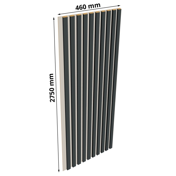 Lamele na kaszmirowej płycie - 12x28 mm - 10 sztuk - moduł łączący - 46 cm - Antracyt