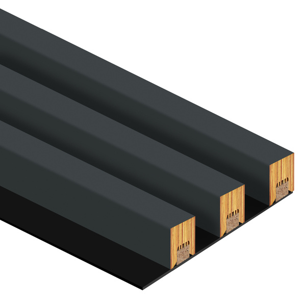 Lamele na płycie - 3 sztuki - moduł łączący - 17 cm - Antracyt