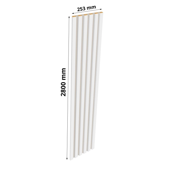 Lamele na kaszmirowej płycie - 12x28 mm - 6 sztuk - moduł podstawowy - 25,3 cm - Biel Capri