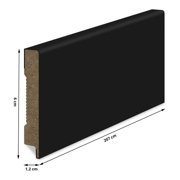 Listwa Przypodłogowa MDF Gładka - CZARNA
