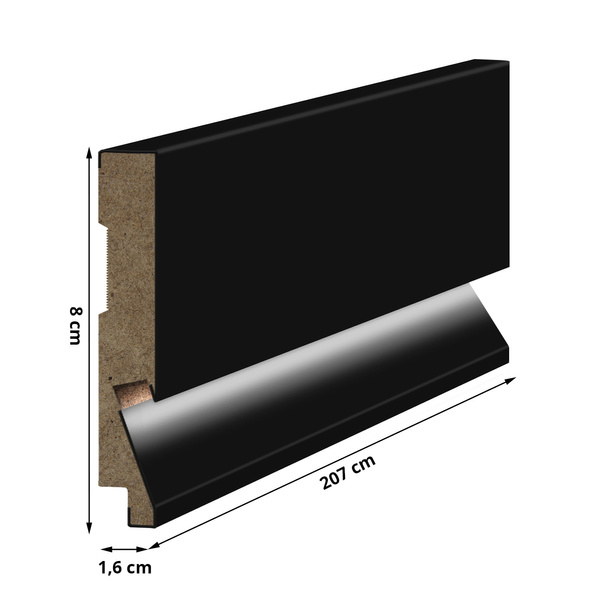 Listwa Przypodłogowa MDF Gładka LED - CZARNA