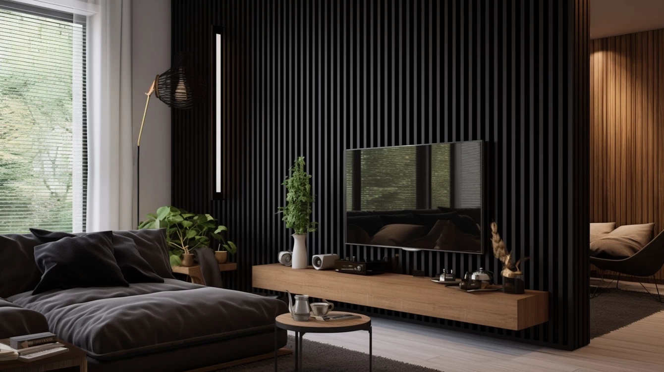 Lamele na filcu - 20x20 mm - 11 sztuk - 45,3 cm - Czarny