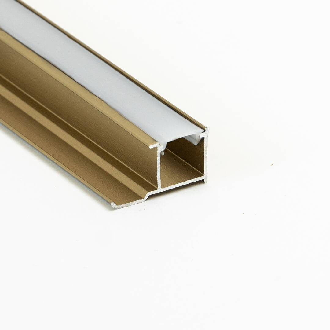 Profil aluminiowy - mocowanie paneli WPC o gr. 5 mm - listwa brzegowa pod LED - 5510 - złoty brąz