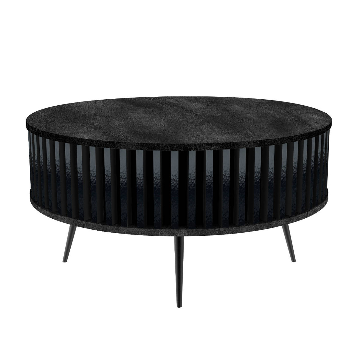 Stolik Kawowy Borneo - blat: Czarny Łupek - kolor lameli: Czarny Wysoki Połysk