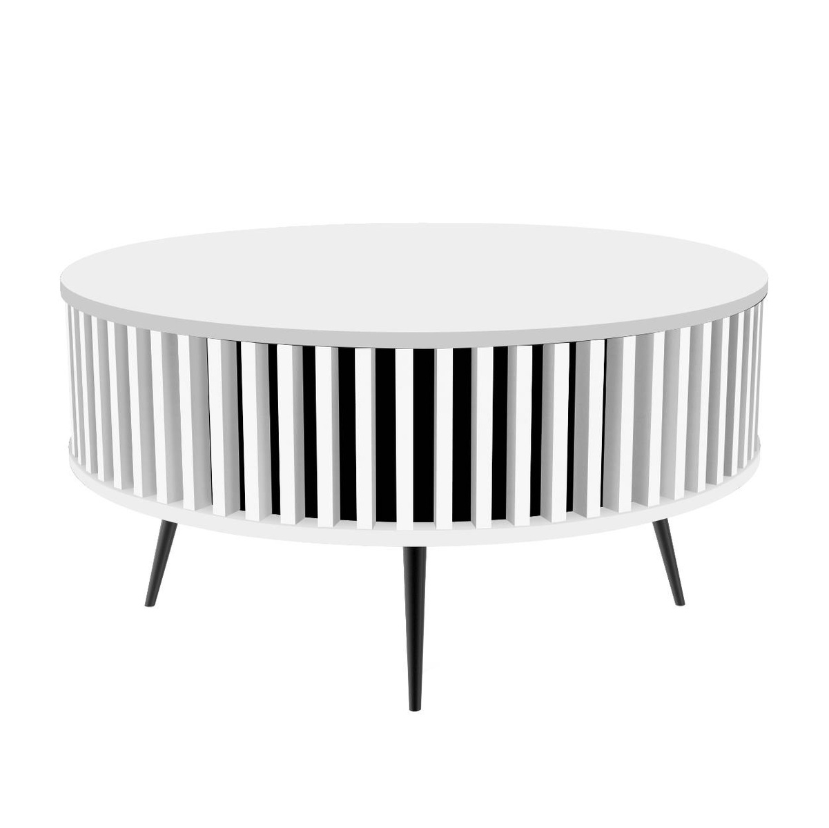 Stolik Kawowy Borneo - blat: BIAŁY - kolor lameli: Biel Capri