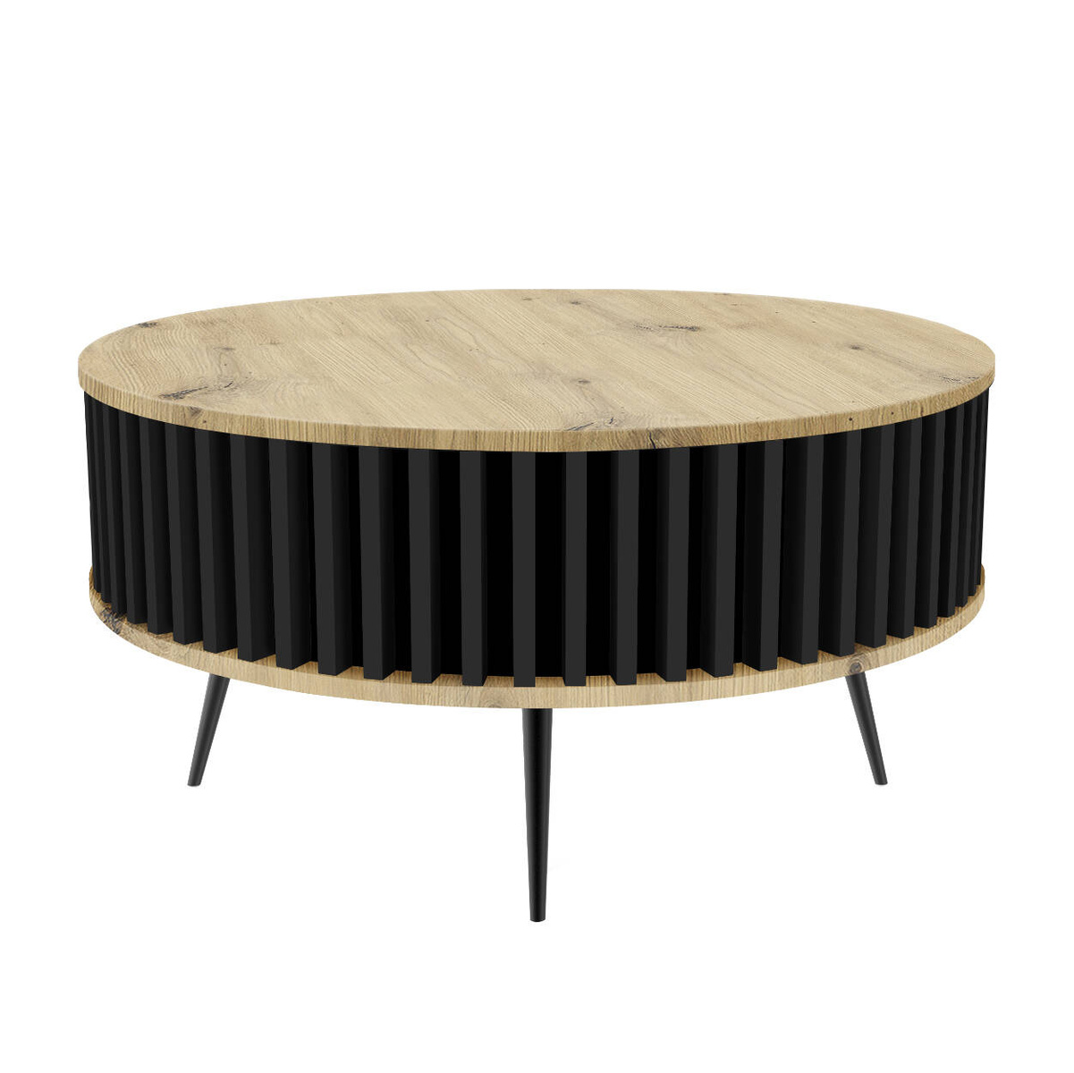 Stolik Kawowy Borneo - blat: DĄB ARTISAN - kolor lameli: Czarny