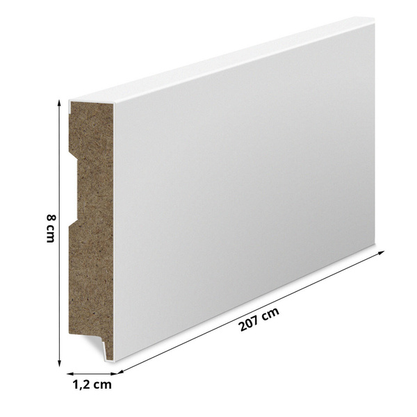 Listwa Przypodłogowa MDF Gładka - BIAŁA - grubość: 12 mm