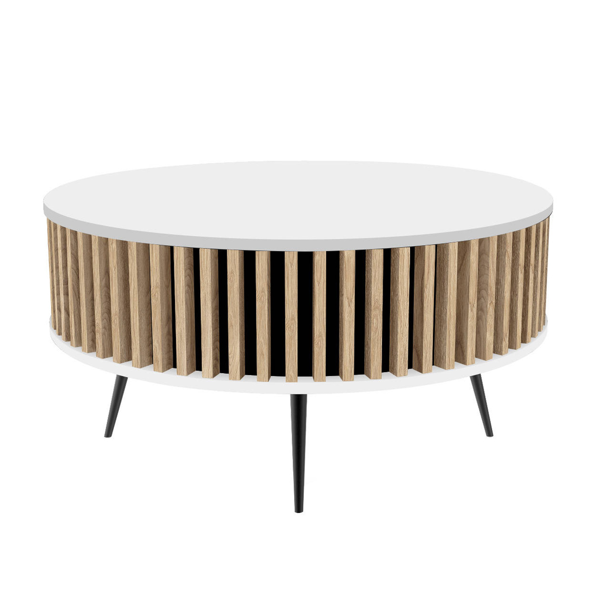 Stolik Kawowy Borneo - blat: BIAŁY - kolor lameli: Dąb Naturalny Fornitury