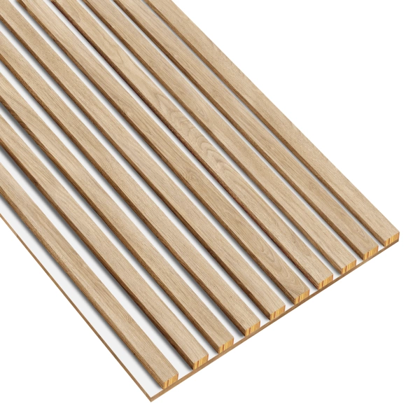 Lamele na białej płycie - 12x28 mm - 10 sztuk - moduł łączący - 46 cm - 8 kolorów - Dąb Naturalny Fornitury