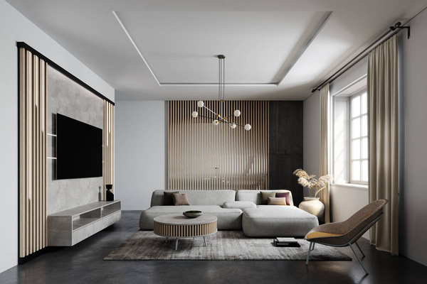 Lamele na płycie - karnisz z oświetleniem LED - 48,4 cm - Dąb Naturalny Fornitury