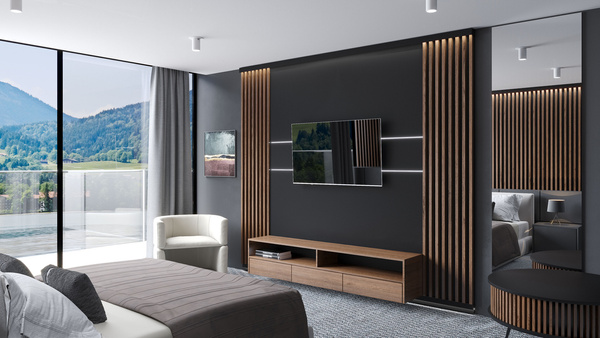 Orzech Capri - Lamele na płycie - 8 sztuk - moduł podstawowy - 48,4 cm