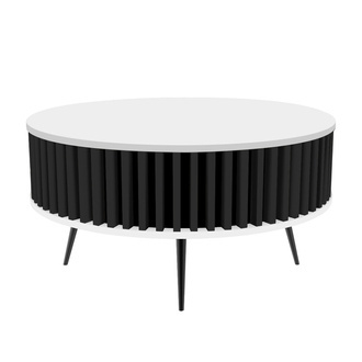 Stolik Kawowy Borneo - blat: BIAŁY - kolor lameli: Czarny