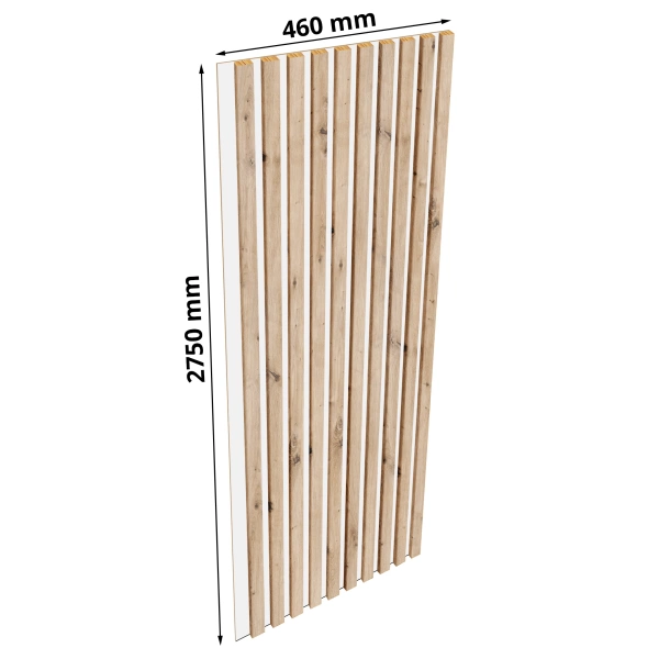 Lamele na białej płycie - 12x28 mm - 10 sztuk - moduł łączący - 46 cm - 8 kolorów - Dąb Artisan