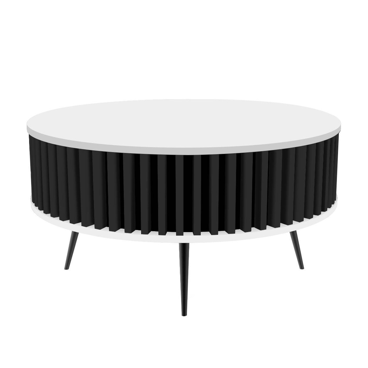 Stolik Kawowy Borneo - blat: BIAŁY - kolor lameli: Czarny