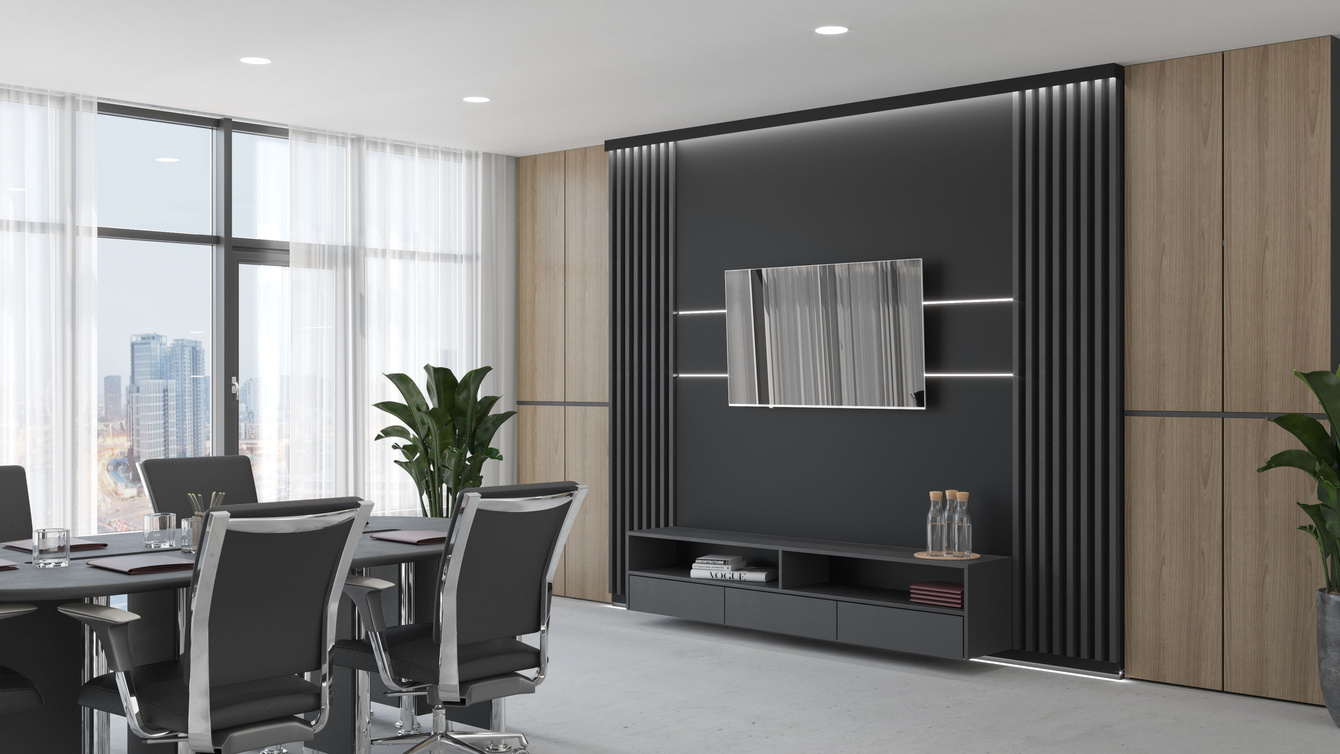 Antracyt - Lamele Premium 3D - Panele ozdobne ścienne akustyczne pionowe