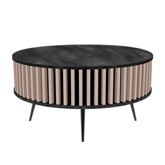 Stolik Kawowy Borneo - blat: Czarny Łupek - kolor lameli: Kaszmir