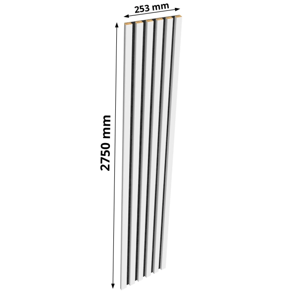 Lamele na filcu - 12x28 mm - 6 sztuk - moduł podstawowy - 25,3 cm - Biel Capri