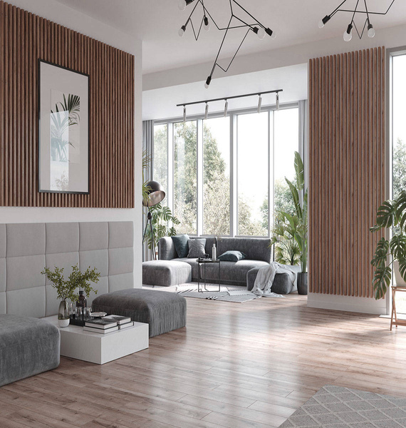 Dąb Naturalny Halifax - Lamele Premium 3D Slim M - 16x28 mm - 275 cm - Panele ozdobne ścienne akustyczne pionowe